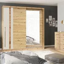 Šatní skříň AVANTGARDE AV-3 | se zrcadlem | 200 cm | artisan/kašmír