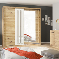 Šatní skříň AVANTGARDE AV-6 | se zrcadlem | 200 cm | artisan/kašmír
