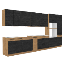 Kuchyňská linka VIGO d | 350 cm + PRACOVNÍ DESKA | lancelot/dark wood