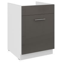 LARA gr | dolní skříňka 60ZL 1S dřezová s výsuvem | 60 cm | PREMIUM BOX | šedá lesk