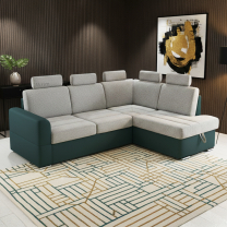 Sedací souprava BARDO + 5x záhlavník | 235x170 cm | PRAVÁ | rozkládací + úlo. prostor | VÝBĚR TKANIN