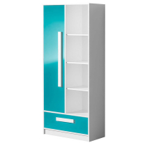 Dětský nábytek GULIVER | 280 cm | 3 díly | bílá/tyrkysová lesk