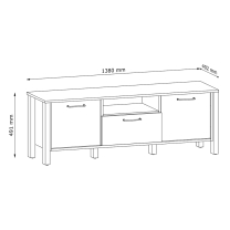 INDYGO z | TV stolek RTV1S | 138 cm | dub wotan/zelená