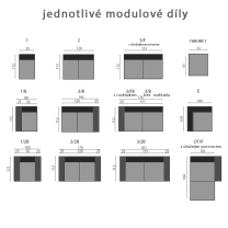 BAZALT | dvojsed | 120 cm | bez funkce | VÝBĚR TKANIN a KŮŽÍ