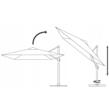 Zahradní deštník slunečník PASOL | 3x4 m | obdélníkový | + LED SOLAR OSVĚTLENÍ | béžová