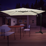 Zahradní deštník slunečník PASOL | 3x4 m | obdélníkový | + LED SOLAR OSVĚTLENÍ | béžová