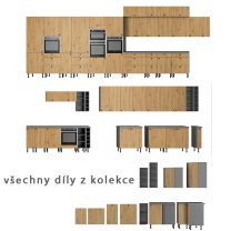 AVARANT sa | horní skříňka 60 NAGU-36 1F výklopná | 60 cm | 3D povrch | HLUBOKÁ | šedá/artisan