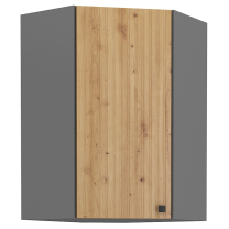 AVARANT sa | horní skříňka 60x60 GN-90 1F 45° rohová | 3 police | VYSOKÁ | 3D povrch | šedá/artisan