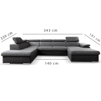 Sedací souprava COOL II | 220x343x191 cm | rozkládací + 2x úložný prostor | PRAVÁ | Letto 92 šedá
