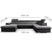 Sedací souprava COOL II | 191x343x220 cm | rozkládací + 2x úložný prostor | LEVÁ | Letto 92