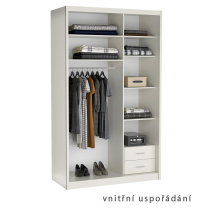 Šatní skříň KAROK | 143 cm | se zrcadlem | kraft bílý