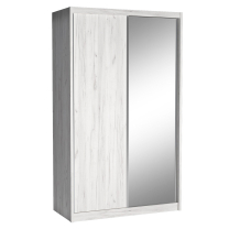 Šatní skříň KAROK | 143 cm | se zrcadlem | kraft bílý