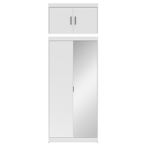 Šatní skříň ELENA 2D 1L + zrcadlo + nástavec | 89,7 cm | bílá