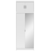 Šatní skříň ELENA 2D 1L + zrcadlo + nástavec | 89,7 cm | bílá
