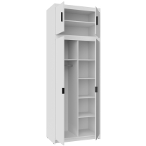 Šatní skříň ELENA 2D 1L + zrcadlo + nástavec | 89,7 cm | bílá