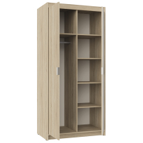 Šatní skříň ELENA 2D 1L + zrcadlo | 89,7 cm | dub sonoma