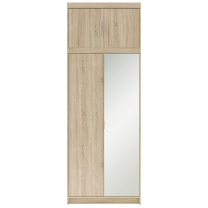 Šatní skříň ELENA 2D 1L + zrcadlo + nástavec | 89,7 cm | dub sonoma
