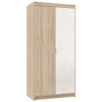 Šatní skříň ELENA 2D 1L + zrcadlo + nástavec | 89,7 cm | dub sonoma