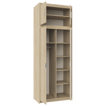 Šatní skříň ELENA 2D 1L + zrcadlo + nástavec | 89,7 cm | dub sonoma