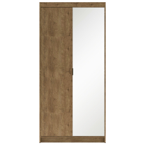 Šatní skříň ELENA 2D 1L + zrcadla + nástavec | 89,7 cm | dub lefkas