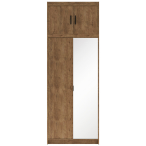 Šatní skříň ELENA 2D 1L + zrcadla + nástavec | 89,7 cm | dub lefkas