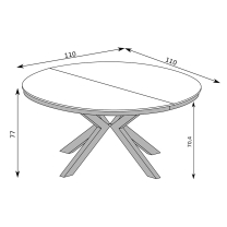 FONTI | jídelní rozkládací stůl F-10 | 110-150 cm | dub karamel | černá kovová podnož