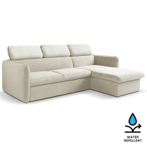 Malá sedací souprava SLIM | 235x179 cm | PRAVÁ | 09 světle béžová | rozkládací + úložný prostor