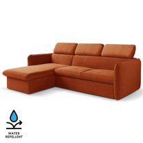 Malá sedací souprava SLIM | 179x235 cm | LEVÁ | 55 červenooranžová | rozkládací + úložný prostor