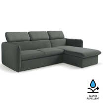 Malá sedací souprava SLIM | 235x179 cm | PRAVÁ | 97 tmavě šedá | rozkládací + úložný prostor