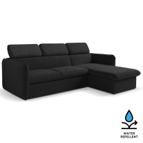 Malá sedací souprava SLIM | 235x179 cm | PRAVÁ | 99 černá | rozkládací + úložný prostor