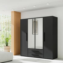 MAXIONE c | šatní skříň SZ4D2SZ MX-13 se zrcadly | 197,6 cm | černá mat