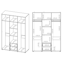 MAXIONE k | šatní skříň SZ3D2SZ MX-12 se zrcadlem | 150 cm | kašmír
