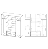 MAXIONE k | šatní skříň SZ4D2SZ MX-13 se zrcadly | 197,6 cm | kašmír