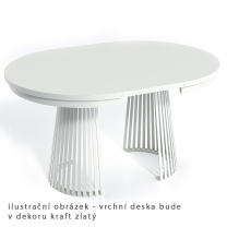Jídelní stůl GARDI | Ø 100 cm | kulatý | ROZKLÁDACÍ | kraft zlatý/bílá