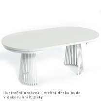 Jídelní stůl GARDI | Ø 100 cm | kulatý | ROZKLÁDACÍ | kraft zlatý/bílá