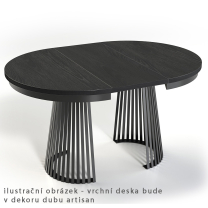 Jídelní stůl GARDI | Ø 100 cm | kulatý | ROZKLÁDACÍ | artisan/černá
