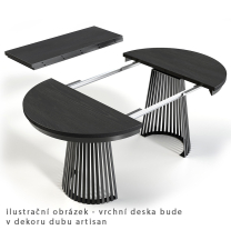 Jídelní stůl GARDI | Ø 100 cm | kulatý | ROZKLÁDACÍ | artisan/černá
