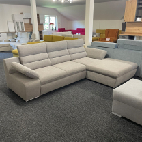 Sedací souprava GRECO MINI | 278x185 cm | PRAVÁ | 02 šedobílá WATER REPELLENT | rozkládací + úložný prostor
