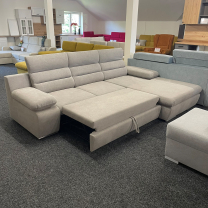 Sedací souprava GRECO MINI | 278x185 cm | PRAVÁ | 02 šedobílá WATER REPELLENT | rozkládací + úložný prostor