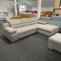 Sedací souprava GRECO MINI | 278x185 cm | PRAVÁ | 02 šedobílá WATER REPELLENT | rozkládací + úložný prostor