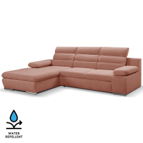 Sedací souprava GRECO MINI | 185x278 cm | LEVÁ | 63 tmavě starorůžová WATER REPELLENT | rozkládací + úložný prostor