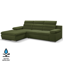 Sedací souprava GRECO MINI | 185x278 cm | LEVÁ | 39 tmavě zelená WATER REPELLENT | rozkládací + úložný prostor