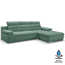 Sedací souprava GRECO MINI | 278x185 cm | PRAVÁ | 37 zelenomodrá WATER REPELLENT | rozkládací + úložný prostor