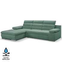 Sedací souprava GRECO MINI | 185x278 cm | LEVÁ | 37 zelenomodrá WATER REPELLENT | rozkládací + úložný prostor