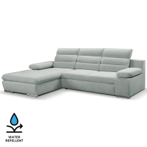 Sedací souprava GRECO MINI | 185x278 cm | LEVÁ | 70 modrošedá WATER REPELLENT | rozkládací + úložný prostor