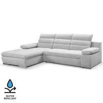 Sedací souprava GRECO MINI | 185x278 cm | LEVÁ | 80 světle šedá WATER REPELLENT | rozkládací + úložný prostor
