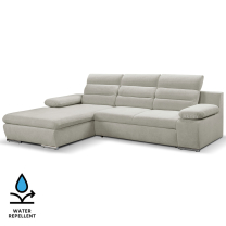 Sedací souprava GRECO MINI | 185x278 cm | LEVÁ | 84 světle šedá WATER REPELLENT | rozkládací + úložný prostor