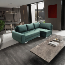 Sedací souprava KARMIN | 243x149 cm | PRAVÁ | rozkládací + 2x úložný prostor | VÝBĚR TKANIN