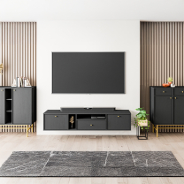 TOKYO 4 c | TV stolek RTV 313 | 180 cm | černá grafit/zlatá