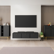 TOKYO 4 c | TV stolek RTV 303 | 180 cm | černá grafit/zlatá